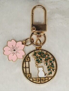 Cherry Blossom Kitty Keychain